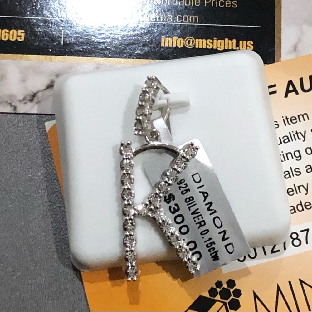 Last one left! Real diamond Initial pendant letter K Not CZ not fake! HUGE SALE! - Picture 3 of 11